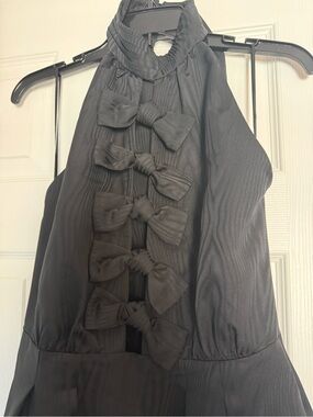 Rebecca Vallance Black Halter Bow-Front Evening Dress
